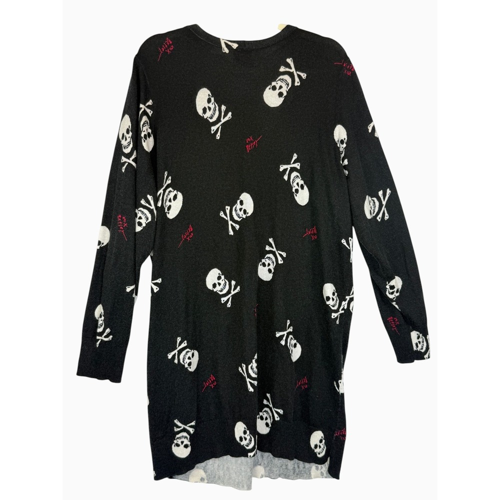Torrid x Betsey Johnson Skull Cardigan Size 3 Black Longline Goth Sweater - Picture 9 of 10